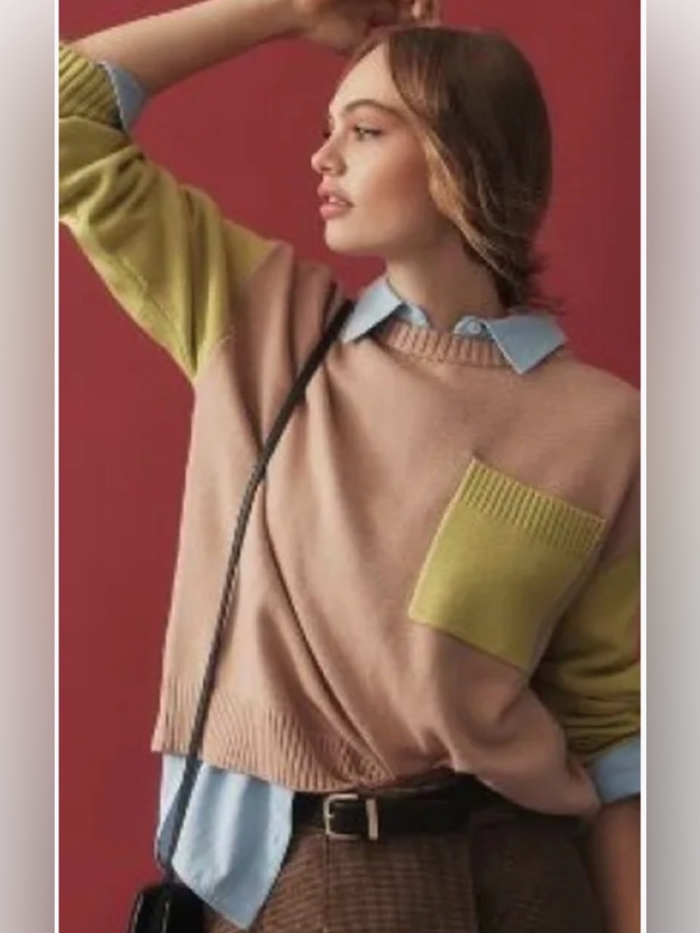 Anthropologie DOLAN Colorblock Crewneck Sweater